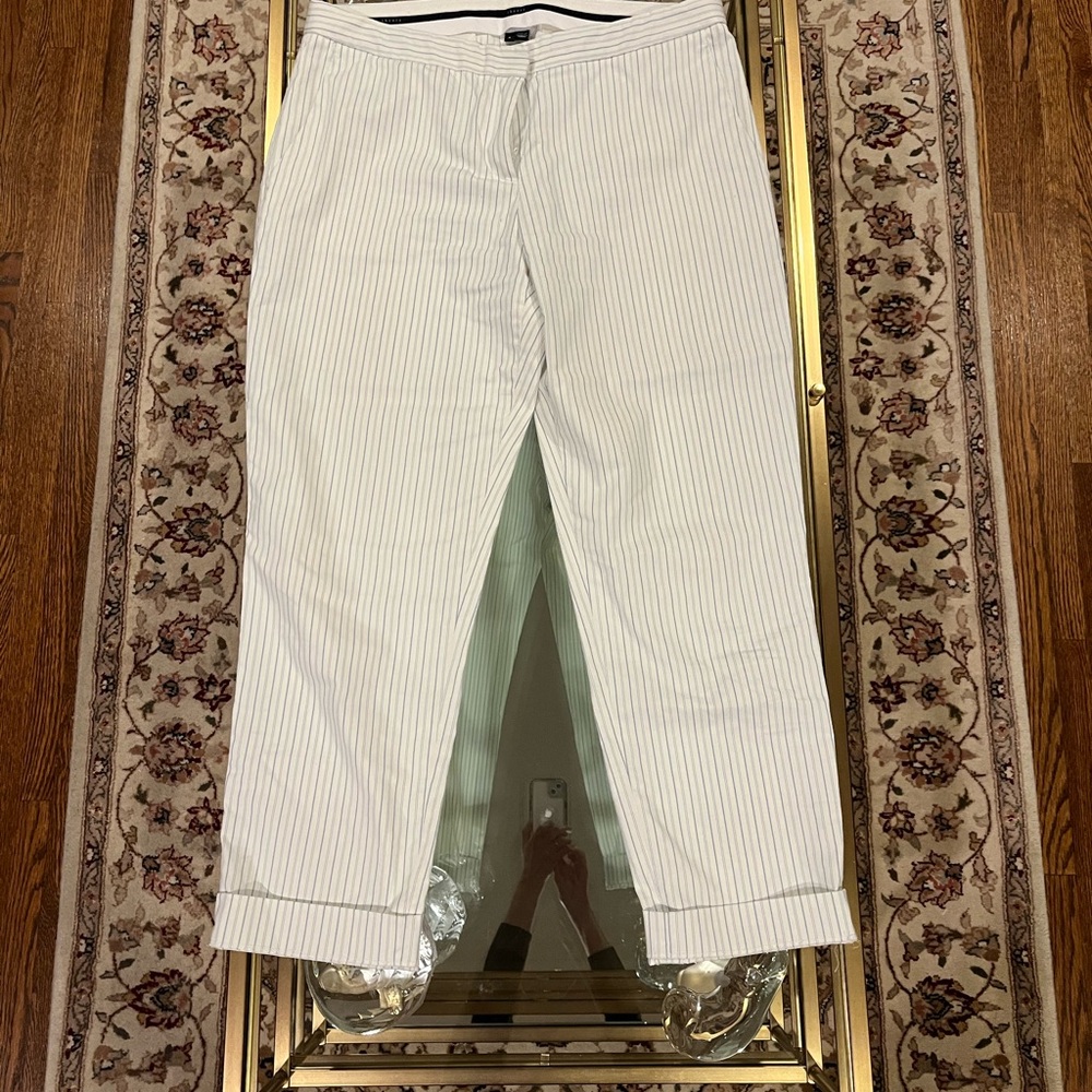 Theory Cotton Stripes blue/white Cropped Pants size 8